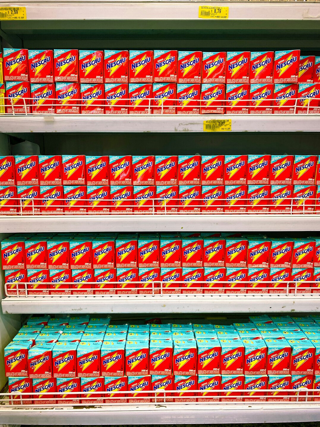 chocolate bars on supermarket shelf